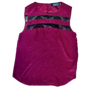 Silk Sangria Sleeveless Black Lace Chest Blouse Magaschoni New York Size 6